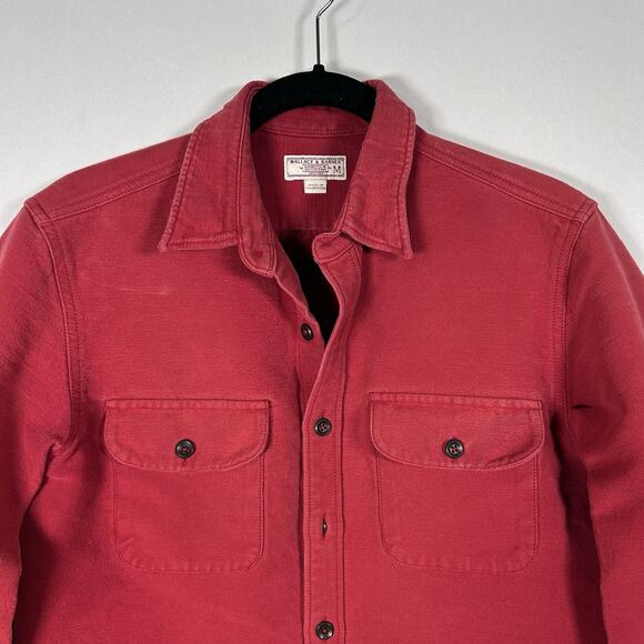 Wallace & Barnes J. CREW Button Down Chamois Work Shirt Red Medium M - Picture 2 of 6